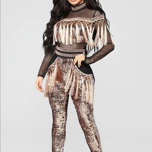 Fashion Nova Popularity Fringe Jumpsuit